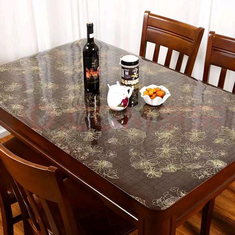 Khăn trải bàn PVC trong suốt thảm trải bàn thảm trải bàn ăn vải trải bàn cà phê mềm mại với nước nhiệt dầu và thủy tinh bảng pha lê hình chữ nhật năm 2025