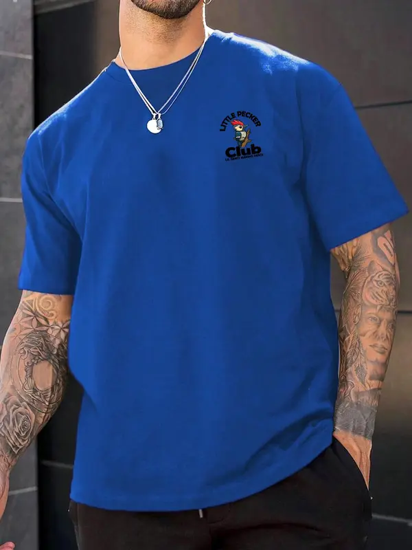 Unisex's Bird & Letter Print Drop Shoulder Tee, Regular Fit Casual Street Soft Comfy Crewneck Half Sleeve T-shirt for Daily Wear, Graphic Tees, Unisex's Top for Summer, Workwear for Men, Go Out Tops, Summer Clothes, Streetwear, Tshirt 8