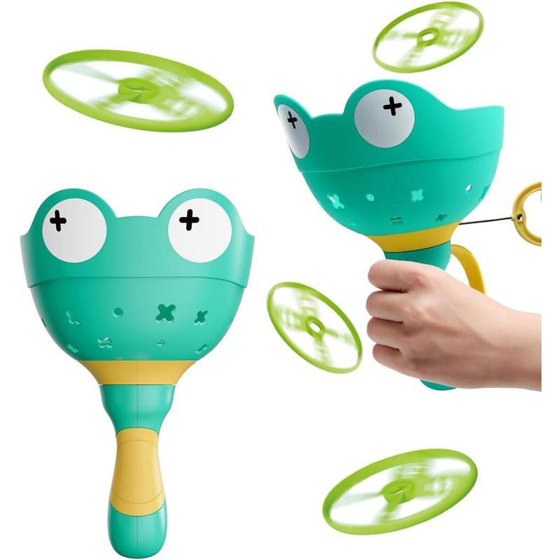 Fullware Garden Outdoor Toys Games Kids Toddlers Children Age 3-5 8-12, Flying Disc Launcher & Capture Toys, 2 Pack & 12 Discs, Family & Party games, Dog Cat Toys - Gift for Boys Girls(Green+Green) 0