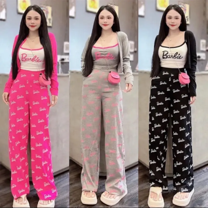 Sét bộ 3 món kèm áo khoác ngoài quần dài xuông rộng thời trang