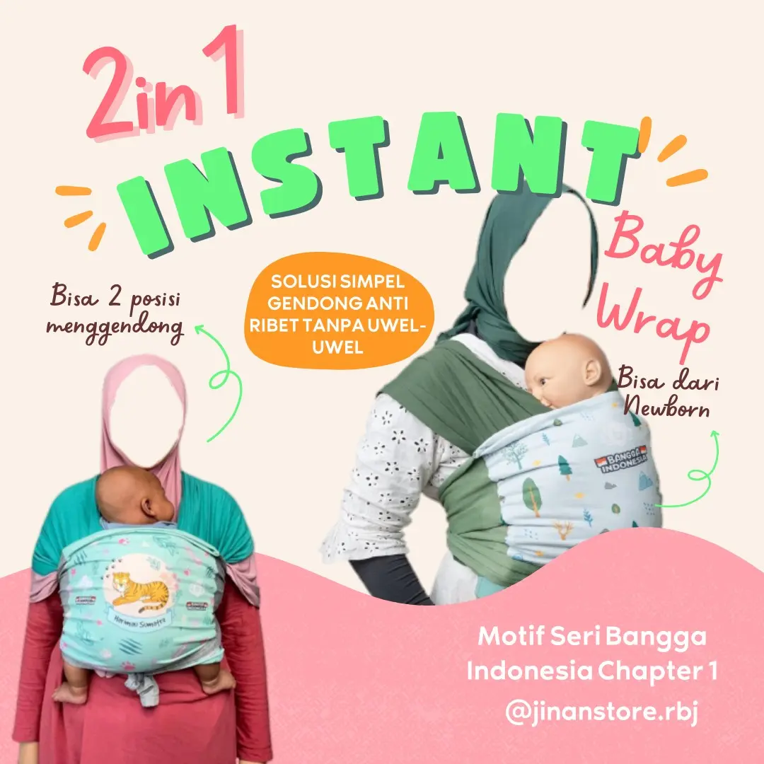 Gendongan Kain 2in1 Instant Baby Wrap Motif Bangga Indonesia Series Chapter I BayikuID