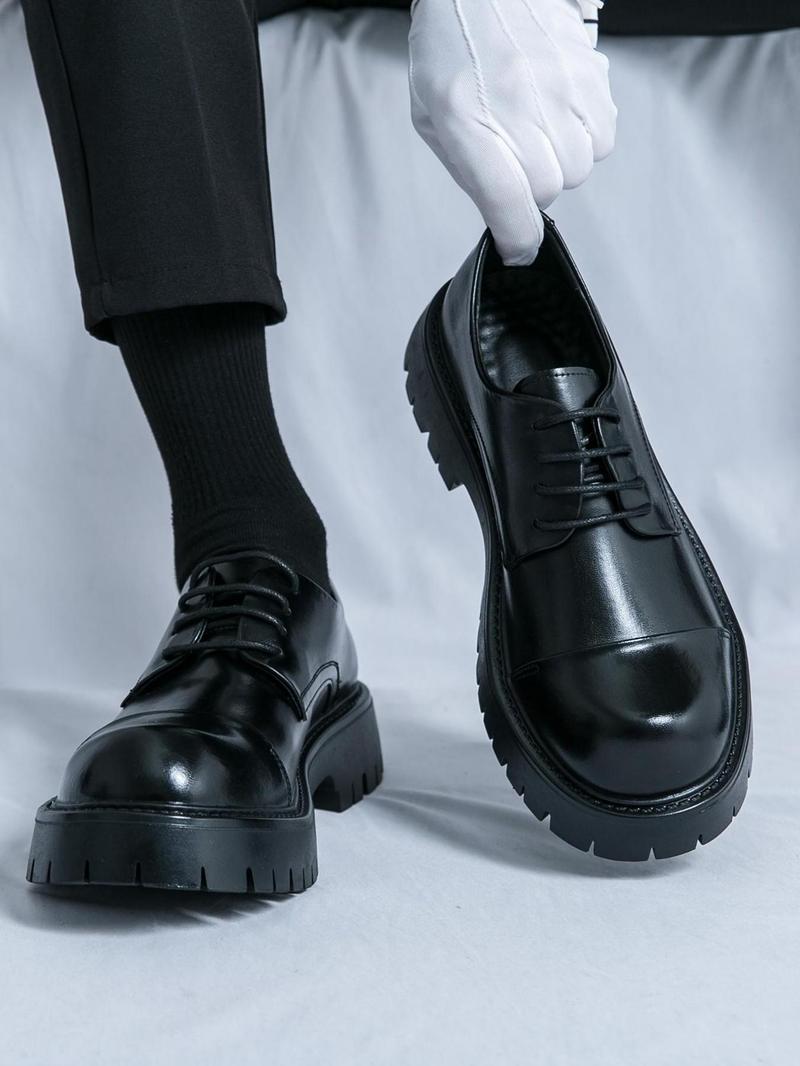 Product Introduction of Men's Business Formal Lace Up Dress Shoes, Fashionable Solid Color Derby Shoes for Work Office, Male All-match Shoes for Daily Wear, Boy 5