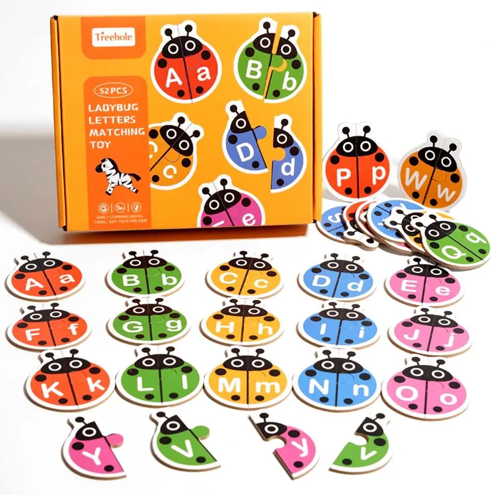 Wooden Ladybug Design Alphabet Learning Toy, 1 Set Colorful Letter Matching Toy, Learning Toy for Birthday Gifts