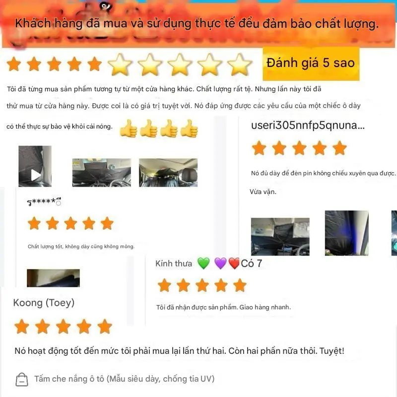 Tấm che nắng ô tô (Mẫu siêu dày, chống tia UV) Có thể sử dụng với tất cả các mẫu. Dày hơn so với thị trường, chống tia UV và chịu nhiệt thực sự, 100% như hình ảnh hiển thị. 2