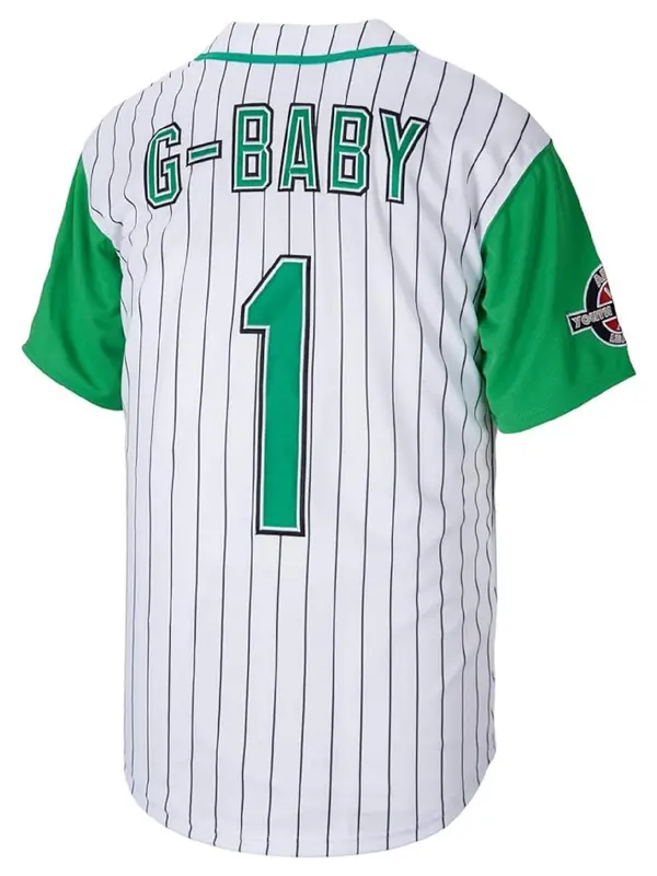 Men's Letter & Number Embroidery V Neck Baseball Jersey, Loose Striped Print Short Sleeve Button Sports T-shirt, Casual Breathable Baseball Jersey for Outdoor Sports 5