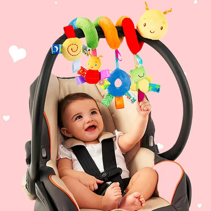 Spiral Plush Caterpillar Design Car Seat Toy, Cute Hanging Stroller Toy, Baby Car Seat Hanging Toy, Baby Toys, Car Seat Accessories 0