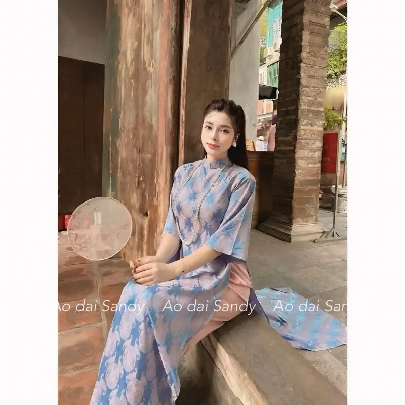 Áo dài Lụa cao cấp, hoạ tiết Thọ Dơi trẻ trung, trendy, sang trọng quý phái -  Women Dress 4