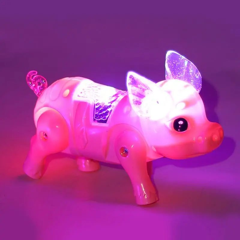 Toy Đồ chơi heo đi bộ bằng Điện có đèn LED và âm nhạc, Đồ chơi thú cưng động vật heo Tương Tác dành cho trẻ em, Quà tặng Giáng sinh, Robot điện tử, Thích hợp cho trẻ em, Quà tặng Giáng sinh Pin Voi