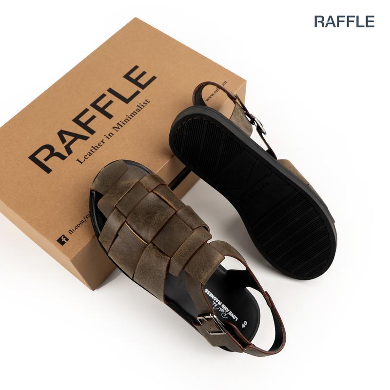 Dép Da Bò Nam Raffle Fisherman Sandal  - Grey Kiểu Dáng Thanh Lịch, Đế Đúc Cao Su Chống Trượt 4
