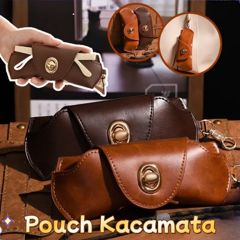 Pouch Kacamata Fashion Kacamata Kulit Gantung Tempat Penyimpanan Kacamata/Pouch Kacamata Kulit Gantung Tas Kulit Kantong Kacamata Anti Gores
