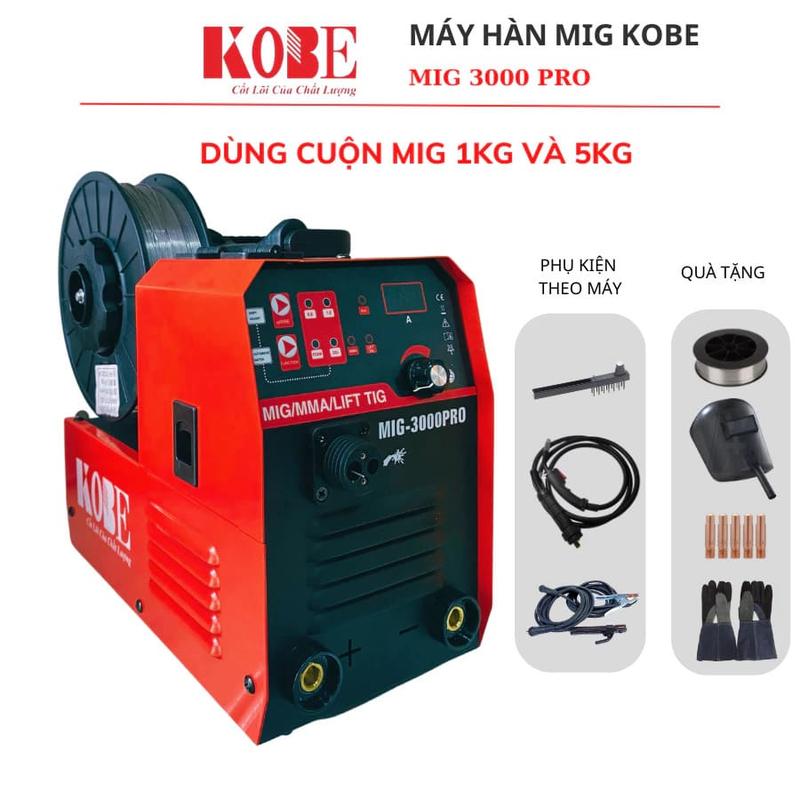 Máy hàn mig Nhật không dùng khí 5 chức năng KOBE 3000 PRO sử dụng cuộn dây hàn mig 1kg và 5kg