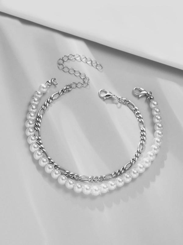 Faux Pearl Decorated Bracelet, Fashionable Jewelry for Women & Men, Trendy All-match & Exquisite Jewelry for Birthday Gift 6