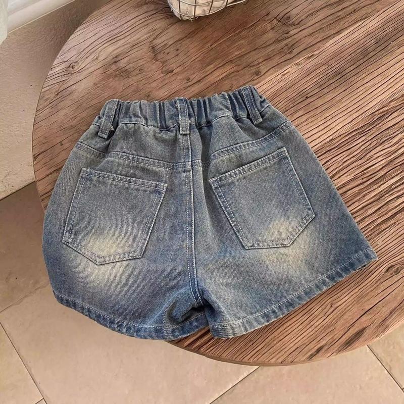 Product Introduction of Quần Short Denim, Cho Bé Gái, Hàng Mới Về Mùa Hè 2025, Phong Cách Hàn Quốc, Thường Ngày, Mỏng, Quần Nóng, Thích Hợp Cho Trẻ Mới Biết Đi Và Trẻ Em, Quần Túi Hộp Dễ Phối Đồ quần  đùi  cho  bé  gái  35  đến quần  đùi  rách  cho  bé  gái baggy  clothes  girls 4