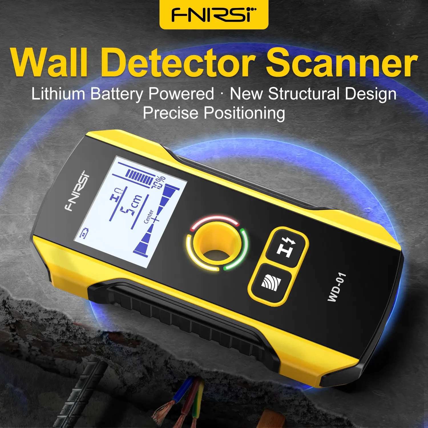 FNIRSI WD-01  WD-02 Wall Metal Detector Scanner Wooden AC Live Cable Wires Metal Wood Stud Find Pipes Rebars Detecting Tool Indicat