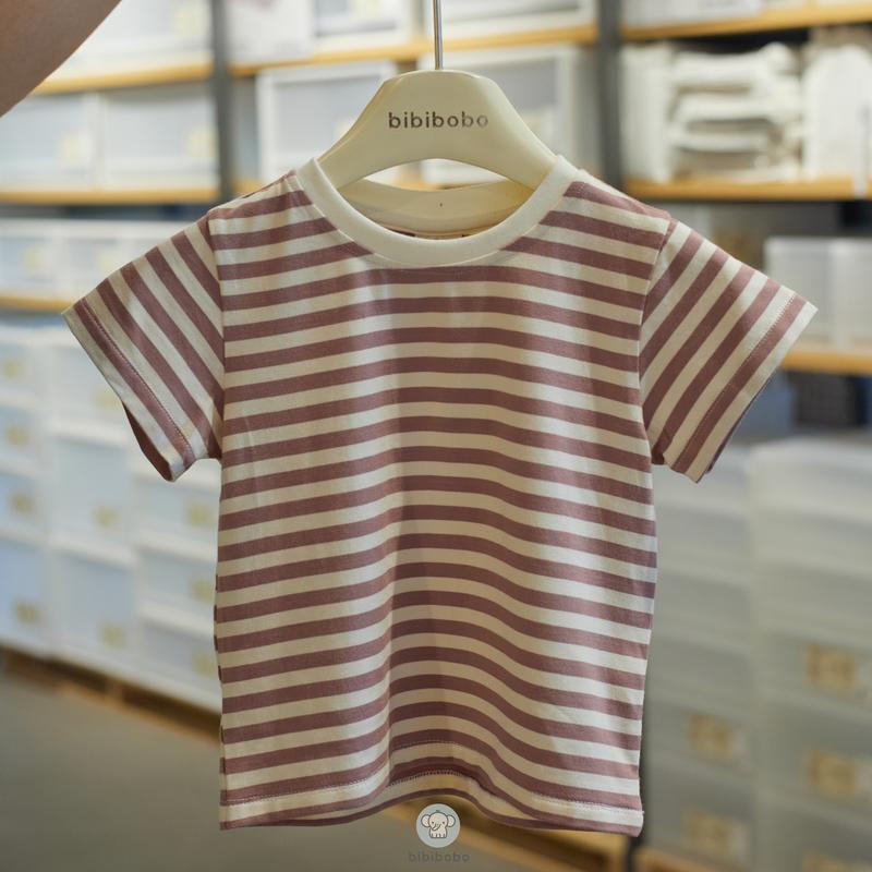 Áo Phông Cộc Tay Kẻ Ngang Cotton Mềm Mại Cho Bé - Bibibobo 6