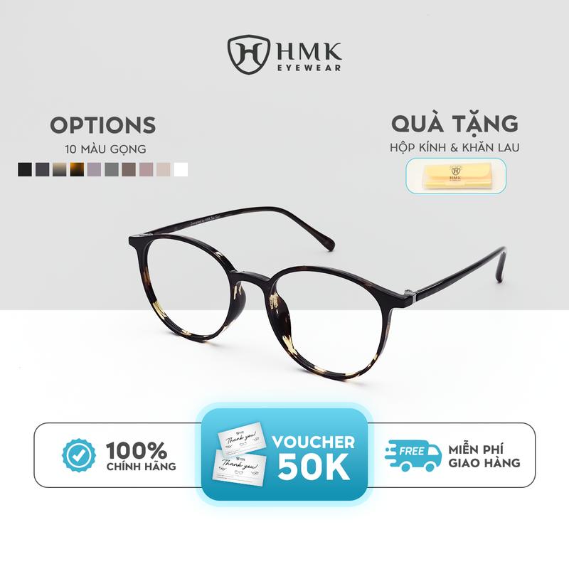 Gọng Nhựa HMK Eyewear Lõi Kim Loại Chắc Chắn Form Oval Unisex Trẻ Trung Gọn Nhẹ Năng Động - GN0878