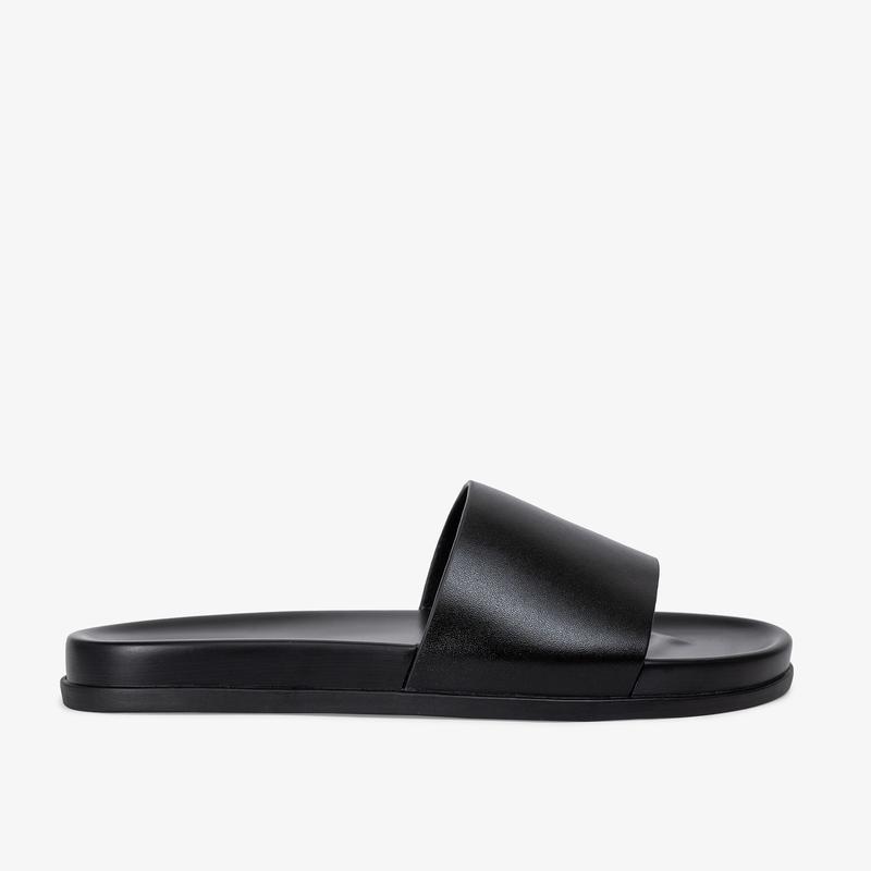 Dép da nam quai ngang da bò màu đen da tấm đế 2 lớp cao cấp DéP Slipper 1