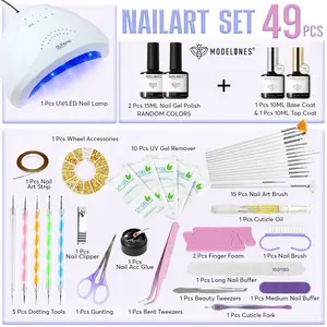 MEFA Paket Nailart Pro 49pcs Komplit untuk Pemula & Profesional, Set Nailart dengan Ekstensi Kuku & 2pcs Gel Kutek Warna Random 7ml & 15ml Paket Hemat Kualitas Terjamin COD   Remover Foot