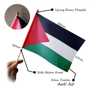 Bendera Tangan Mini Negara Palestina ( Palestina ) Kecil 14x20 cm - Aksesori Pawai & Festival - Kualitas Nazhifa Printing