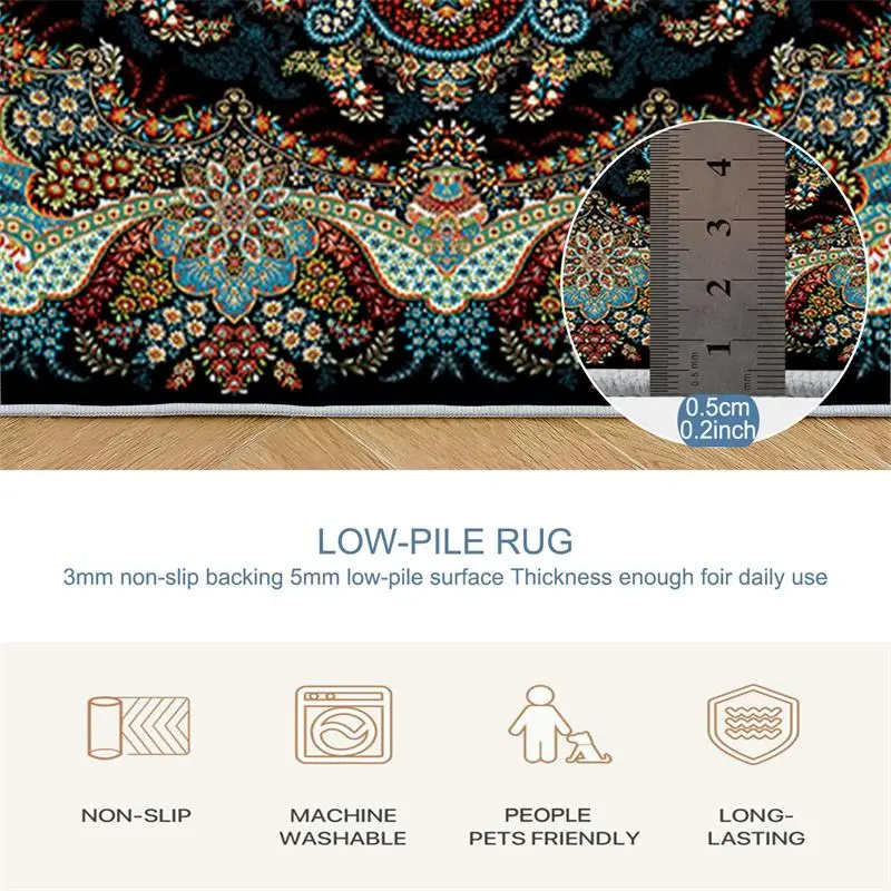 Floral Pattern Non-slip Pet Mat, 1 Count Colorful Printed Pet Floor Mat, Comfortable Pet Mat for Older Pets Or Pets with Joint Problems, Pet Supplies 7
