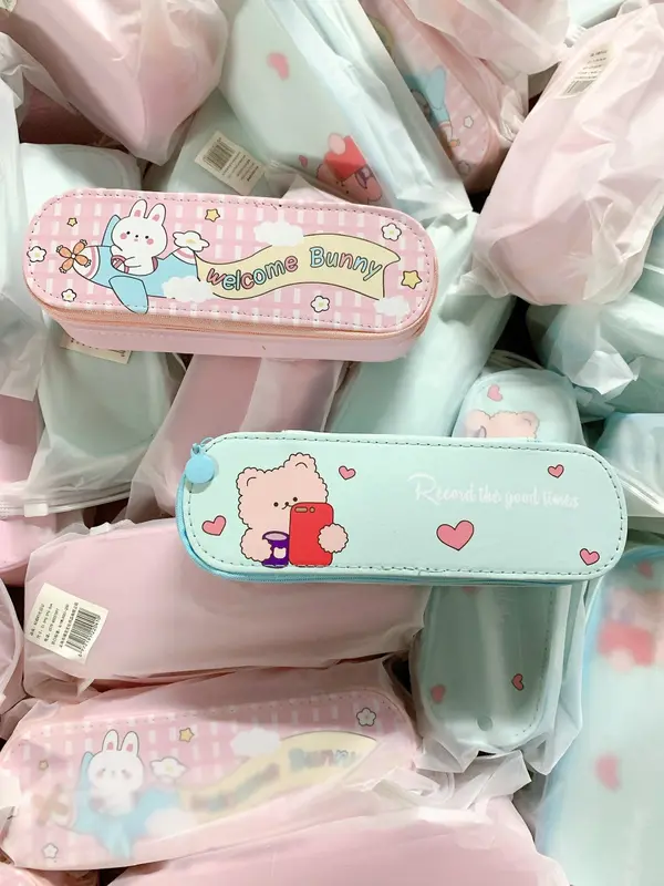Hộp bút túi đựng bút 2 tầng khóa kéo bé gái bé trai họa tiết xinh xắn 7