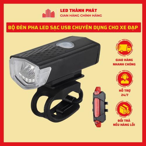 Bộ đèn pha LED sạc USB chuyên dụng cho xe đạp trước sau Gắn Xe Đạp Đạp Xe Đạp