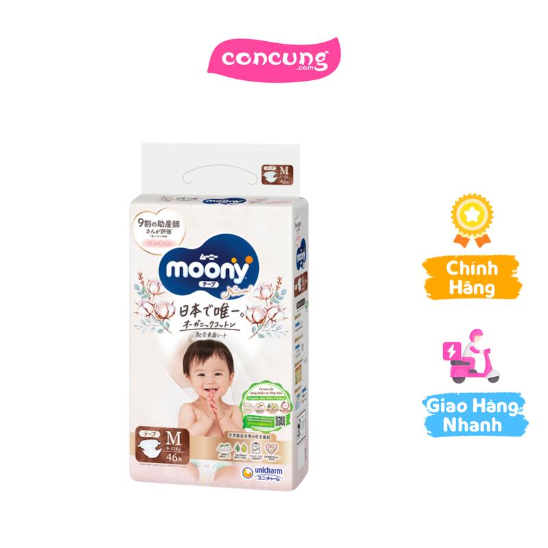Tã dán Moony Natural size M 46 miếng