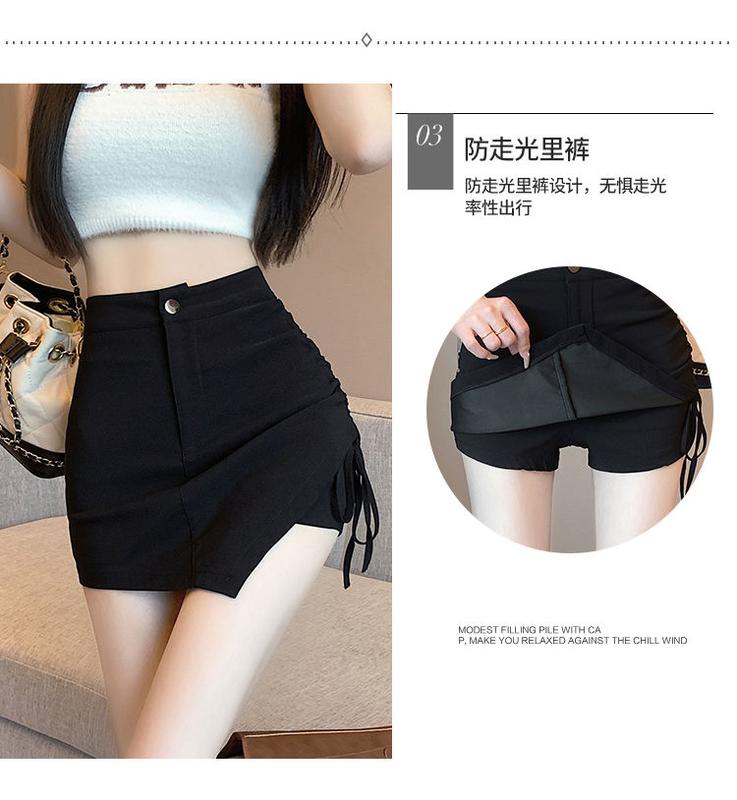 Product Introduction of Summer Large Size Irregular Skirt High Waist Lace-up Black Women's Skirt A- line Hip Slimming Pantskirt Womenswear Bottom Lingerie Comfort 12