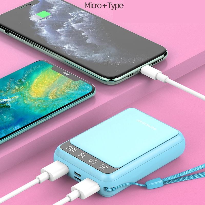 Sạc phòng Sendemn 10000mAh 2 giắc cắm - thời trang nhỏ gọn thiết bị cầm tay tụ hợp dây sạc tiện dụng 4