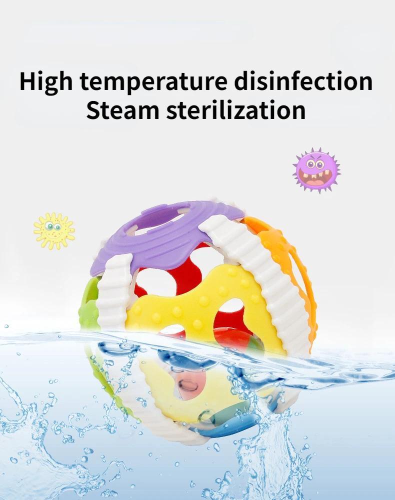Product Introduction of Baby Montessorie Games Rattle Infant Silicone Toy Safety Flexible Glue Color Cognition Hand Training Toys for Children Kids Gift 5