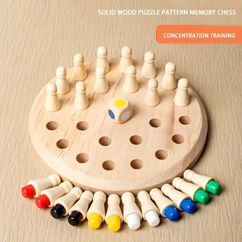 Wooden Memory Chess Game for All Ages - Educational Color & Strategy Brain Teaser, Family Interactive Fun,  Ideal Gift for Holidays & Special Occasions color  game playing  cards