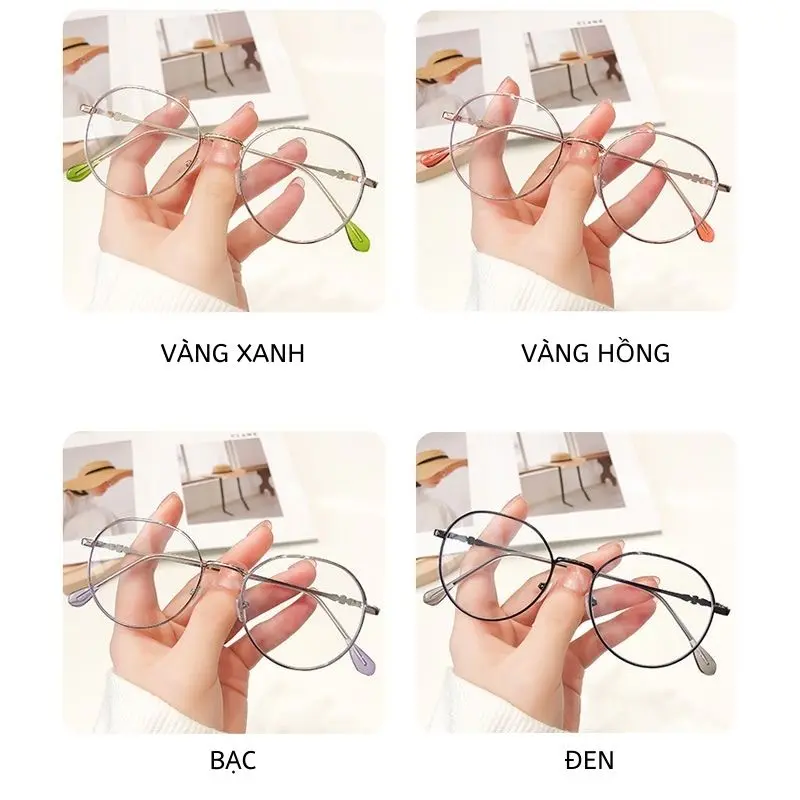 Kính gọng tròn không độ dành cho nam nữ phong cách Trung Hàn K08