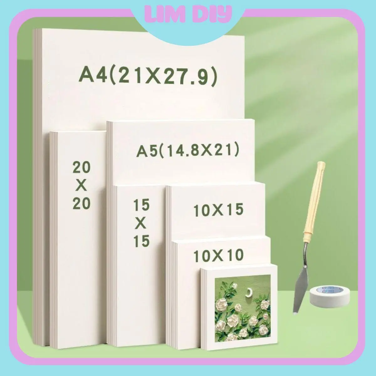 Tập 10 tờ giấy vẽ gouache, màu nước, sáp dầu, phấn tiên, chì màu... 200gsm LIM DIY