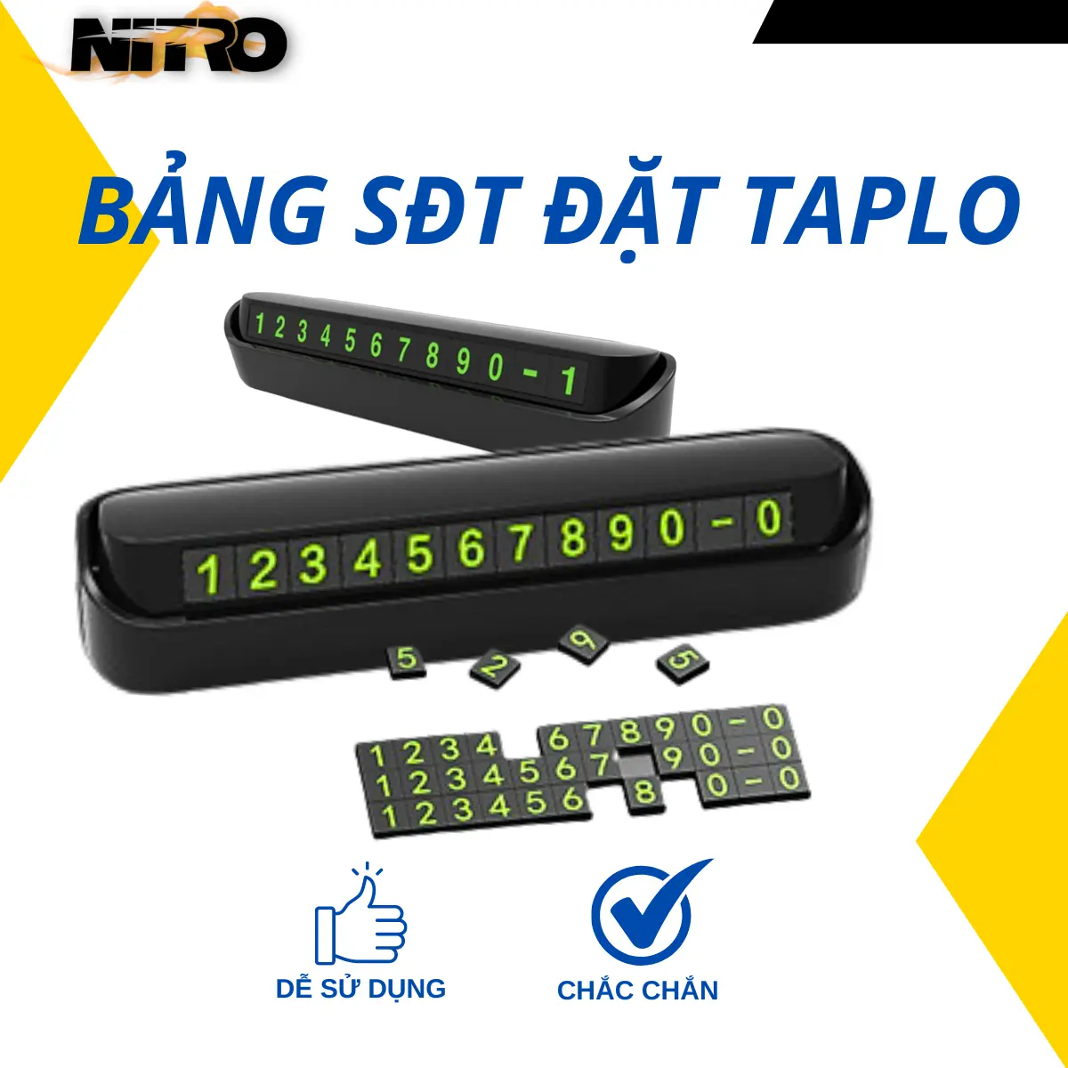 Bảng ghi số điệ n tho ại gắn trên taplo ô tô khi dừng đỗ xe - màu đen trơn thiết kế đẹp mắt