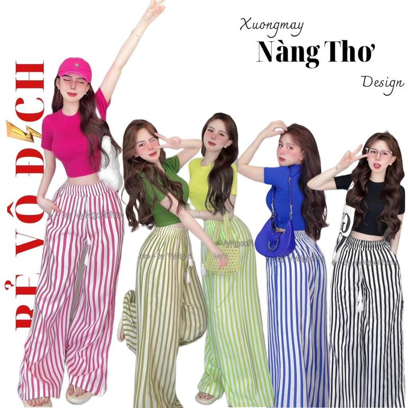 S859 {Xả Kho Bỏ Mẫu} Set Bộ tết Nữ Áo Croptop Cổ Tròn + Quần Ống Rộng sét  bộ siêuxinh đồ  bộ