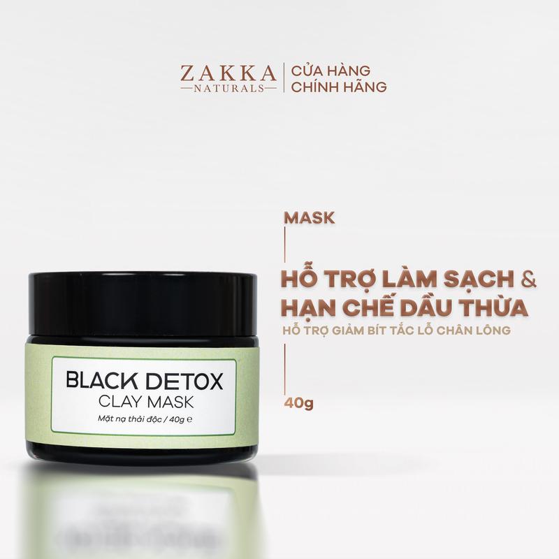 Mặt Nạ Đất Sét Than Hoạt Tính Thanh Lọc, Hỗ Trợ Thải Độc Da Zakka Naturals Black Detox Clay Mask 40g