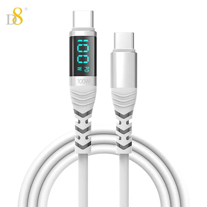 D8 USB C to USB C Cable, 100W/5A PD Fast Charging Cable with LED Display, Compatible with iPhone 15 Max/13/15Pro/ Air 2023/iPad Pro 2023, Samsung Galaxy 0