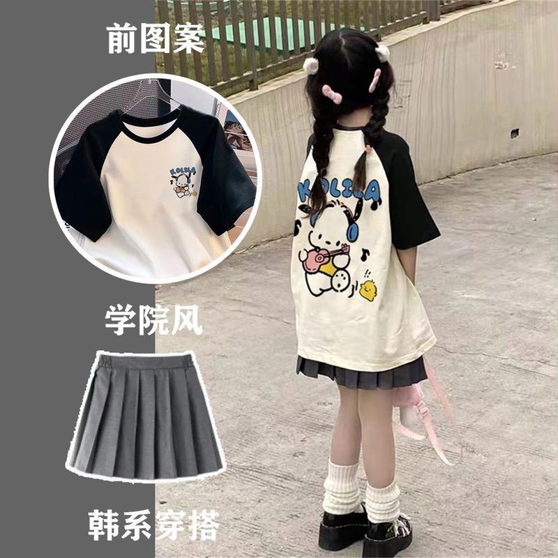 Bộ Váy Xếp Ly Dopamine, Phong Cách Nóng Bỏng, Dành Cho Học Sinh Nữ, Áo ngắn Tay Dáng Rộng Rãi, Váy Ngắn, Bộ Hai Mảnh, Xu Hướng Ins, Năm 2025 8