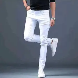 Cod celana jeans putih bersih celana slimfit panjang putih pria jaman now Slim-fitting dicuci dengan tangan saja wide fit Elegant