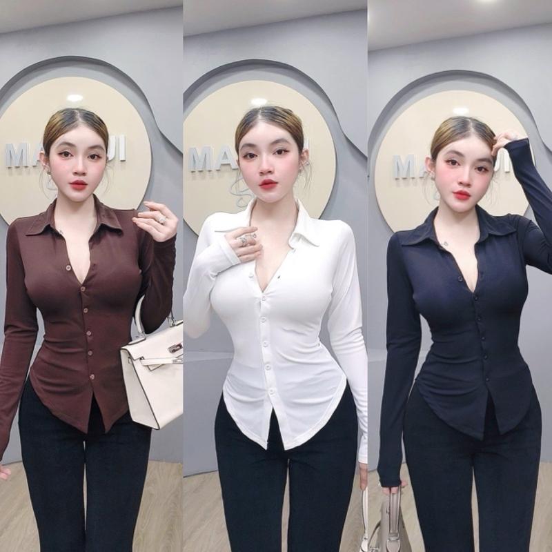 A11 Áo Sơ Mi Body Tay Dài Mai Bùi Store ( Nút cài được)