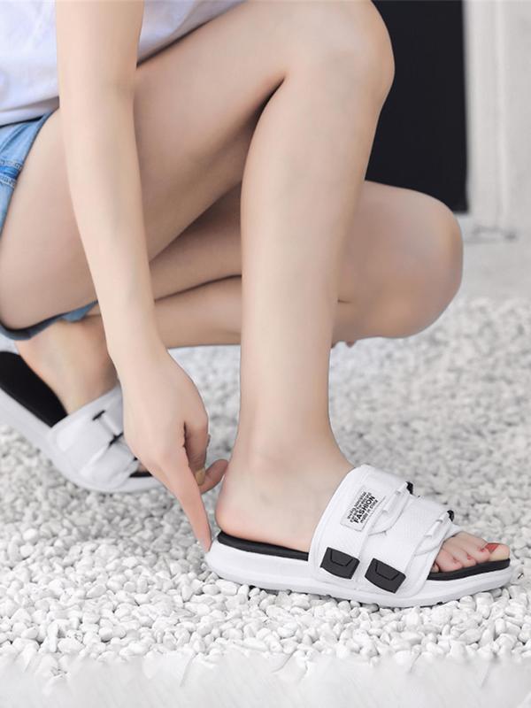 Summer 2024 Women's Fashionable Non-slip Slides, 1 Pair Casual Wide Band Design Slippers for Summer, Beach, Daily Wear, Breathable Comfortable Sports Running Shoes Perfect for Students and Outdoor 2