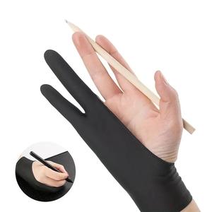 Guantes para Dibujar Antimanchas de Dos Dedos, 1 Unidad Guantes Antitáctil para Dibujar, Guantes Protectores para Tableta de Dibujo y Pantalla