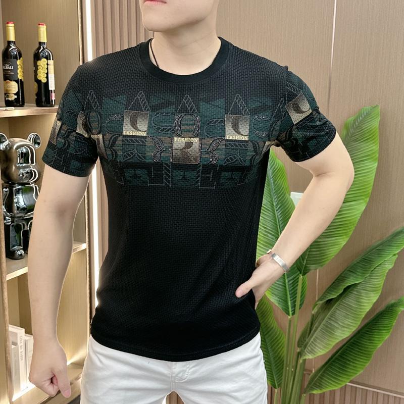 Áo Thun Nam Sang Trọng Cao Cấp, Cổ Áo Lụa Lạnh Tròn, Dáng Ôm, Thoáng Khí, ngắn Tay, Thời Trang 2
