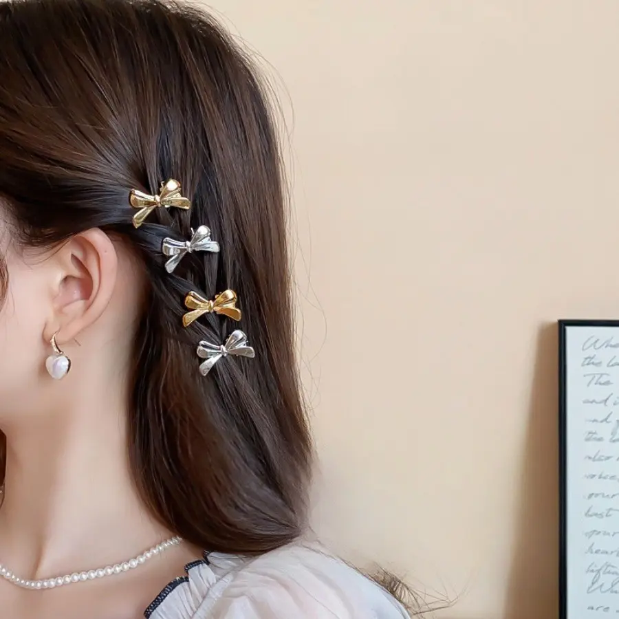 Mini small bow hair clip for women