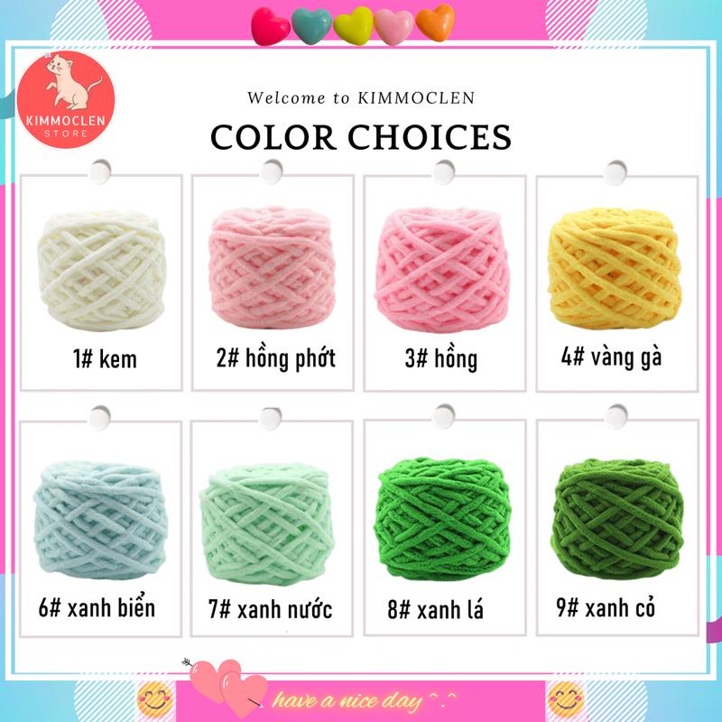 Len Nhung Đũa 100gr, Len Đan Móc Khăn Thú Bông Túi Xách ( Mã 01 - 58 ) sợi