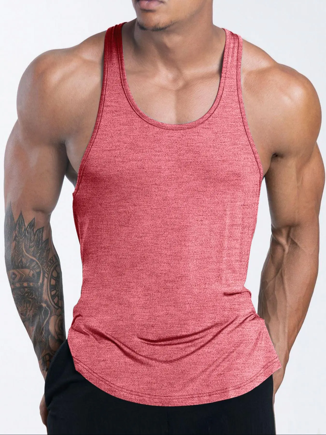 Men's Solid Round Neck Tank Top, Regular Fit Casual Breathable Quick Drying Sleeveless Top for Gym Workout Running, Men's Clothes for Summer, Vest