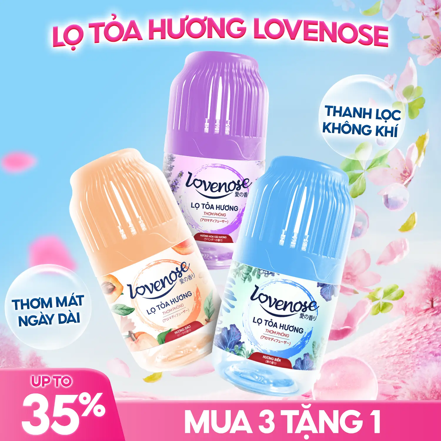 [Mua 3 Tặng 1] Lọ Tỏa Hương Lovenose Công Thức Mới, Thơm 360 Độ, Thanh Lọc Không Khí, Khử Mùi Phòng Thế Hệ Mới Dầu Thơm Phòng, Nước Hoa