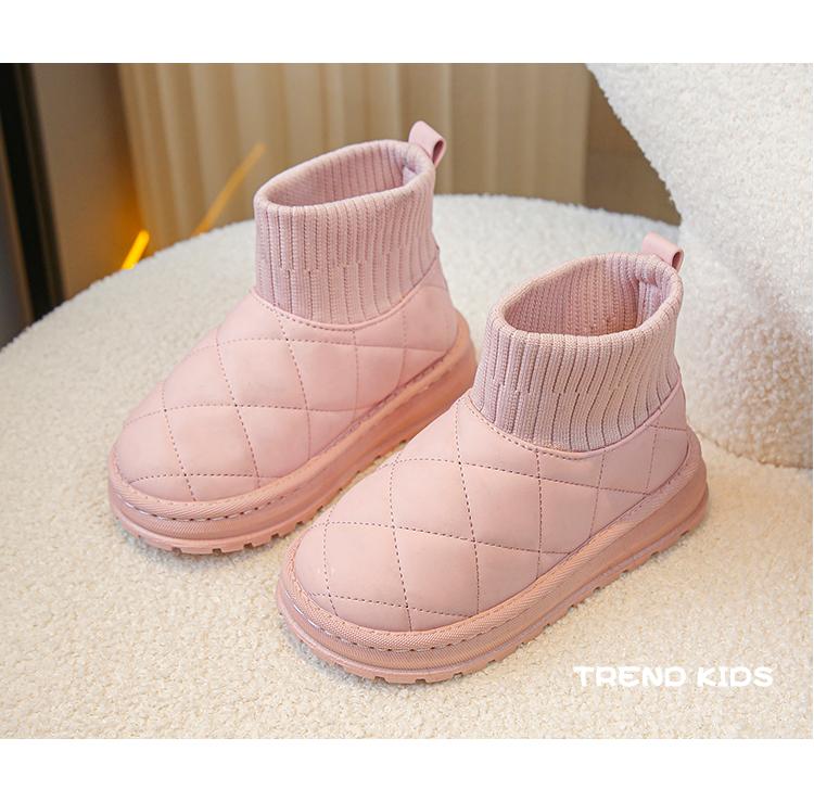 Product Introduction of Children's Boots Sock Style Snow Boots Girls Short Boots Kids Cute Sewing Autumn Winter New Warm Cotton Shoes for Boys Unisex PU 14