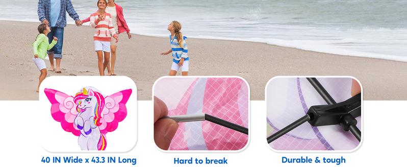 Product Introduction of JOYIN 43.3'' Giant Unicorn Kite Easy to Fly Huge Kites for Kids and Adults with 262.5 ft Kite String, Large Beach Kite for Outdoor Games and Activities 1