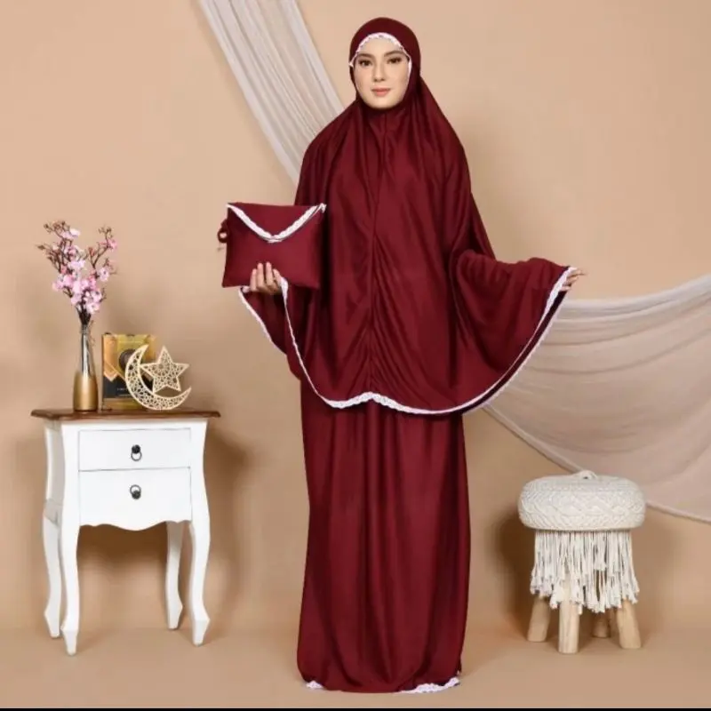 MUKENA HYGET DEWASA PREMIUM TRAVELING TAS AMPLOP Mukenah Dewasa Muslim Wanita Pouch Panjang Navy Hitam Lilac Variasi Renda 2